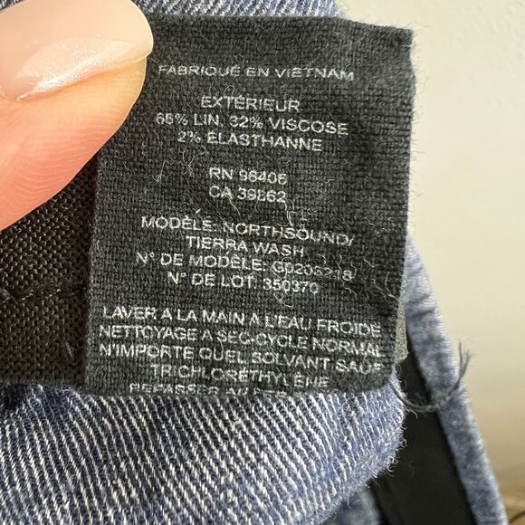 THEORY Northsound Tierra Wash Linen Blend Pants Blue Cropped Pockets Size 6 - Picture 9 of 9